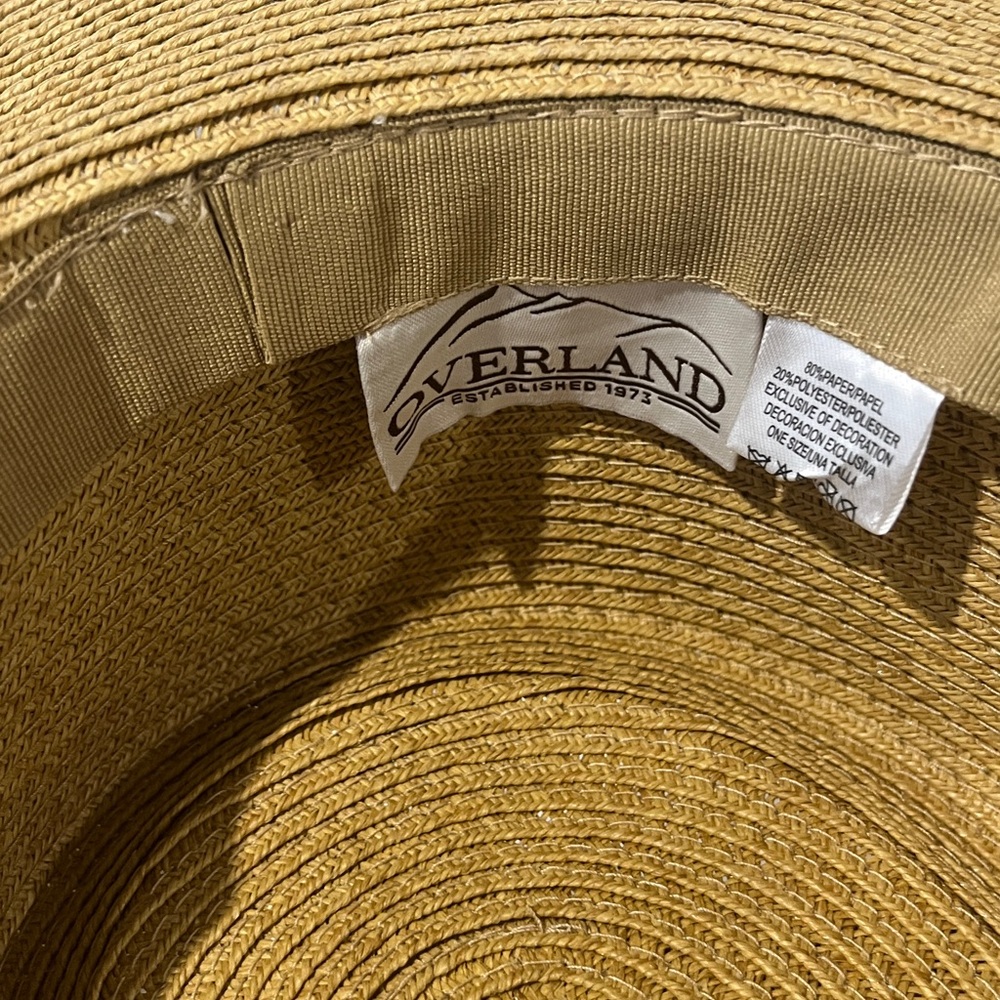 Overland. Classic Tan Straw Hat with Black Band. 22” - Picture 5 of 5
